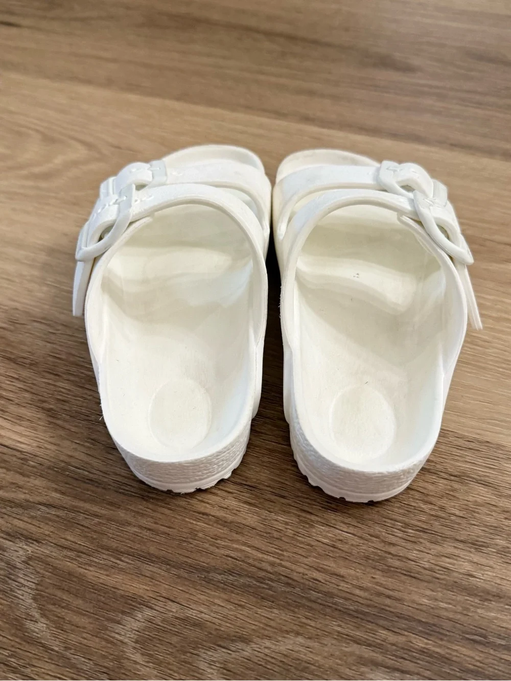 Birkenstock Kids White Double-Strap Buckle Slide Sandals Eva